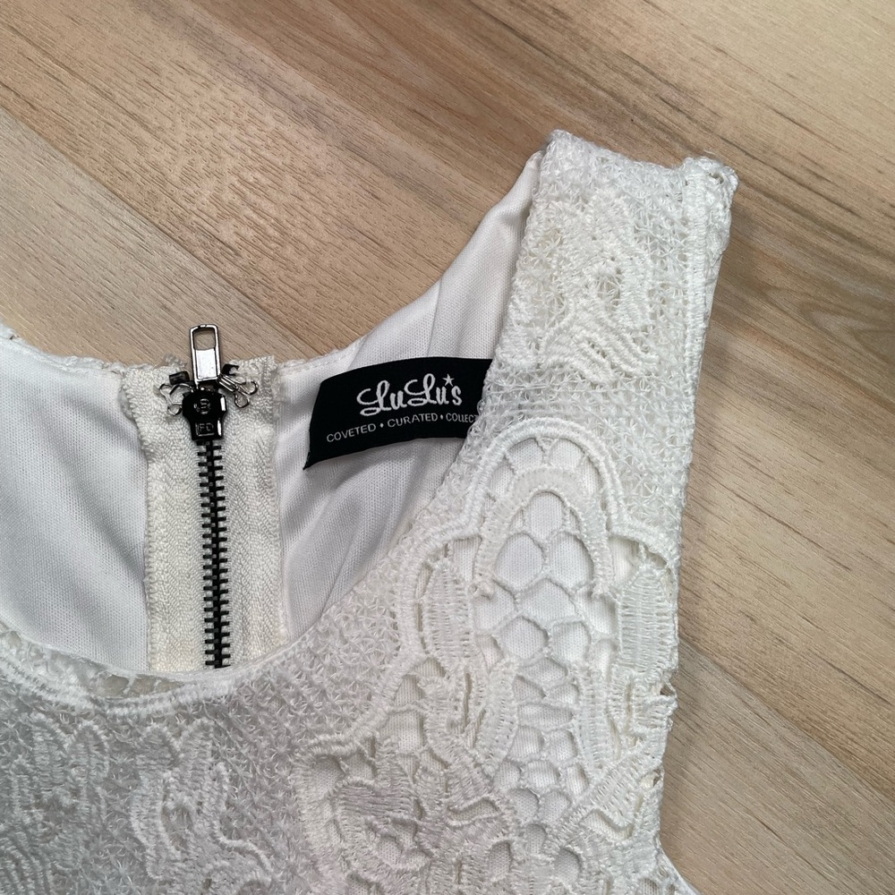 Boho Lace Crochet Crop Top White Festival Coachella Sheer Tank M - Picture 4 of 6